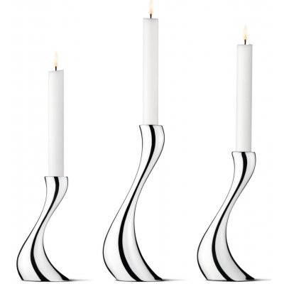 Georg Jensen Svícen Cobra Mirror – set 3 ks, stříbrná barva, kov – Hledejceny.cz