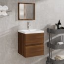 vidaXL Koupelnová skříňka s umyvadlem a zrcadlem hnědý dub