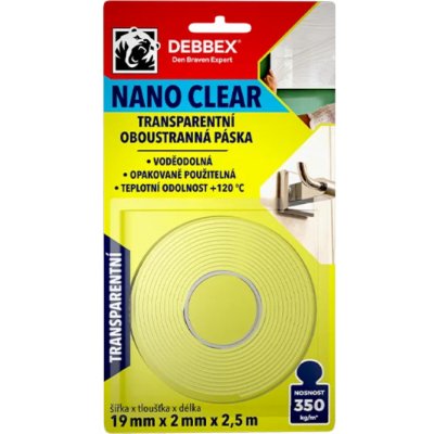 Debbex Nano Clear Páska lepicí oboustranná 19 mm x 2,5 m – Hledejceny.cz