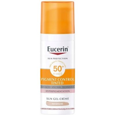 Eucerin Sun Protection Pigment Control Tinted Gel-Cream SPF50+ opalovací a tónující gelový krém proti pigmentovým skvrnám Medium 50 ml – Zboží Dáma