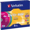 8 cm DVD médium Verbatim DVD+RW 4,7GB 4x, slim case, 5ks (43297)