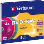 Verbatim DVD+RW 4,7GB 4x, slim case, 5ks (43297) – Zboží Mobilmania