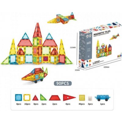 iMex Toys Magnetická stavebnice Magnetic Tiles 90ks – Zboží Živě