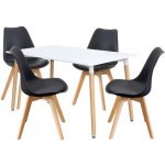 IDEA nábytek Jídelní stůl 140 x 90 QUATRO bílý + 4 židle QUATRO černé – Sleviste.cz