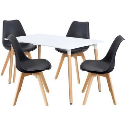 IDEA nábytek Jídelní stůl 140 x 90 QUATRO bílý + 4 židle QUATRO černé