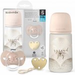Suavinex safa+ dudlík fyziologický klip Joy stříbrná varianta sada+dudlík fyziologický +klip Joy krémová 270ml – Zboží Dáma