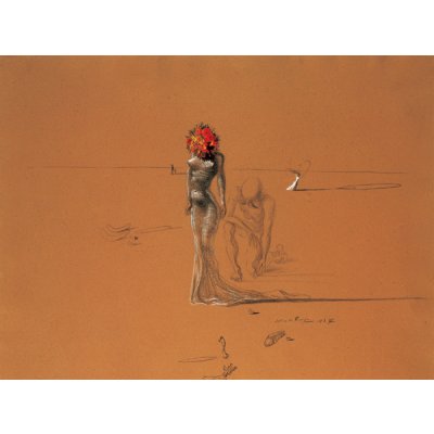 Umělecký tisk Ženská postava s hlavou z květin, 1937, Salvador Dalí, (30 x 24 cm) – Hledejceny.cz