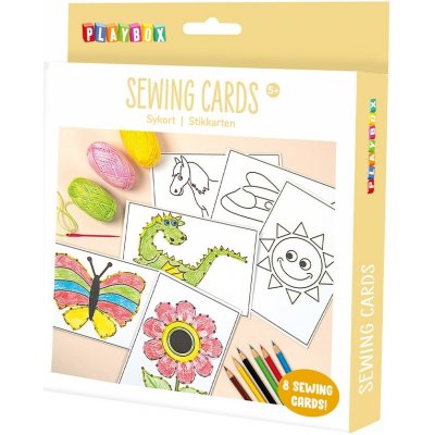 Playbox Sada na šití a omalovánky pro děti šicí karty pastelky příze a jehla | AB – Zbozi.Blesk.cz