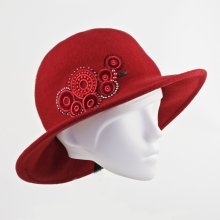 Willi dámský černý vlněný klobouk W-0286/001 červený