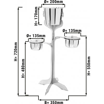 G.Gastro D10271917 Chladicí nádoba na lahve se stojanem a 2 nádobami na led nerezová ocel výška 720 mm – Zboží Mobilmania