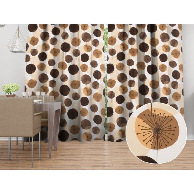Biante Bavlněný závěs Sandra SA-488 Hnědo-béžové designové pampelišky 150x200 cm – Hledejceny.cz