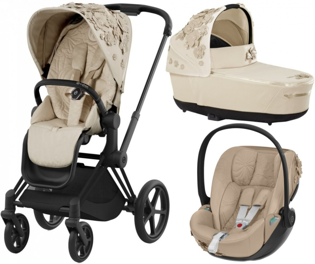 CYBEX Rám Priam 4.0 Seat Pack Lux Carry Cot + Cloud T i-Size Simply Flowers 2023 Nude Beige