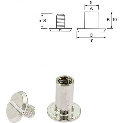 Nýt šroubovací 10 mm, Ø 5 mm nikl Počet: 10 ks – Zbozi.Blesk.cz