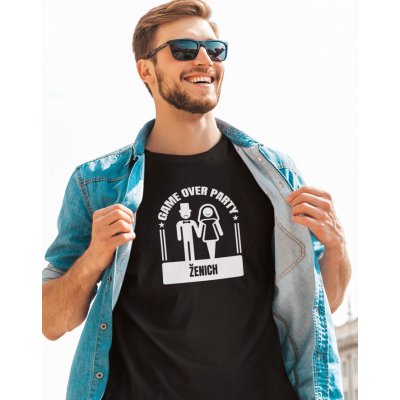 Bezvatriko tričko pro ženicha Game over party černá – Zboží Mobilmania