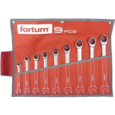 FORTUM klíče ráčnové očkoploché, sada 9ks, 8-19mm 4720104