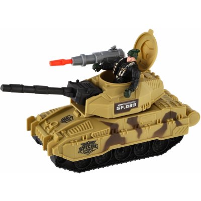 Teddies Tank s vojákem plast 8x24cm na volný chod v krabici 27,5x17x10cm 00861332-XG