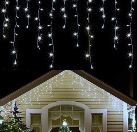DENR Vánoční světelný LED závěs až 2500 diod venkovní + ovladač studená bílá Velikost: 750 LED řetěz 15m + 5m kabel