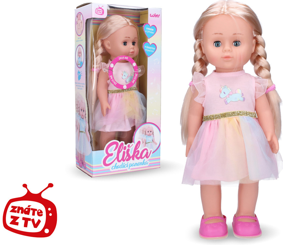 Wiky Eliška chodící 41 cm růžové šaty