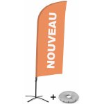 Jansen Display Kompletní sada reklamní vlajky ve tvaru křídla, Novinka, oranžová, francouzština Křížová Základna, 1273 x 3030 mm – Zboží Živě