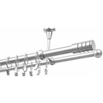 Garol Stropní kovová garnýž dvojitá Cilinder krystal stříbrná exclusive komplet 250 cm – Sleviste.cz