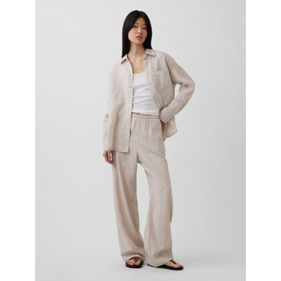 GAP Lněné kalhoty Relaxed Wide-Leg Béžová – Sleviste.cz