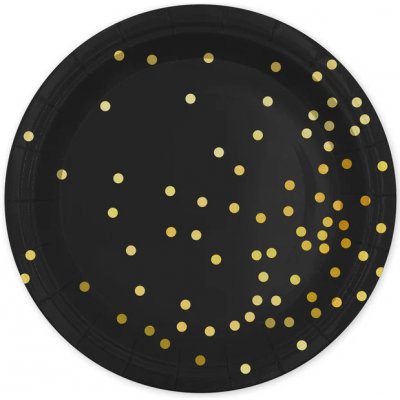 PartyDeco Papírové talířky bílé s růžově zlatými tečkami 18 cm – Sleviste.cz