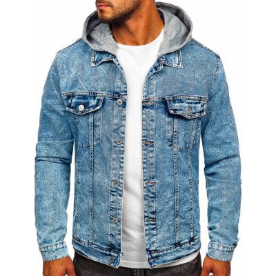 Bolf pánská džínová bunda s kapucí HY958 tmavě modrá – Zboží Mobilmania