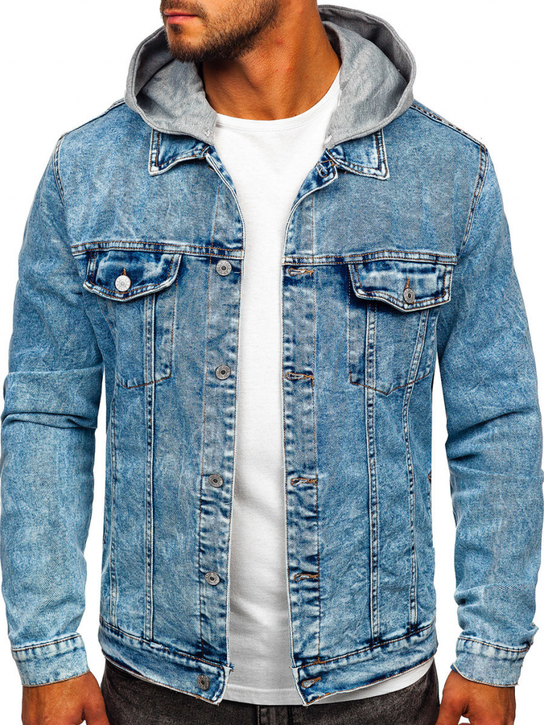 Bolf pánská džínová bunda s kapucí HY958 tmavě modrá