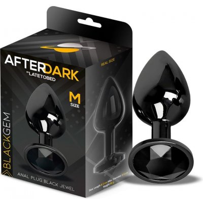 AfterDark Blackgem Metalic Butt Plug with Black Jewel Size M