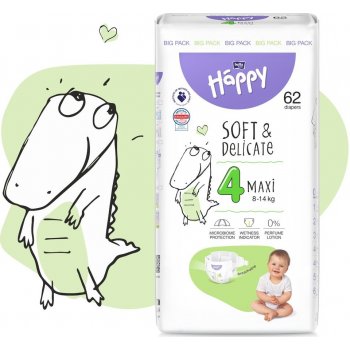 Bella Happy Soft & Delicate BigPack 4 - 8-14 kg 62 ks