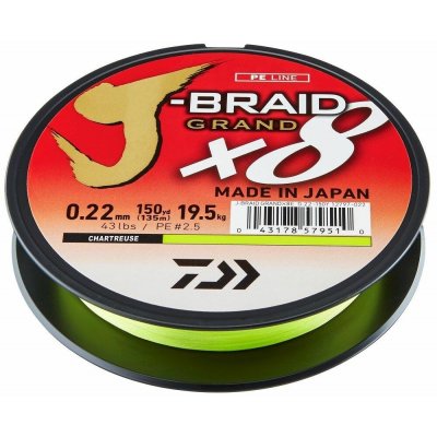 DAIWA Šňůra J-Braid GRAND X8 Chartreuse 135m 0,24mm 22kg – Zboží Mobilmania