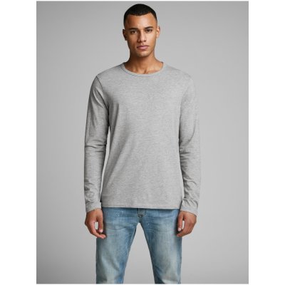 Jack&Jones šedé basic tričko s dlouhým rukávem