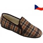 Pánské zateplené papuče nízké PEGRES 3014 Hnědé káro – Zboží Dáma