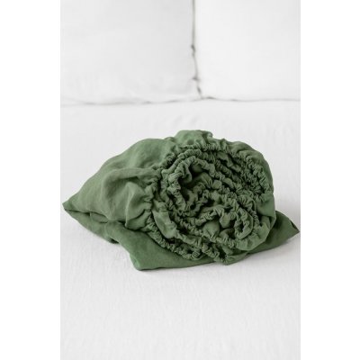 Linen Tales Lněné prostěradlo Forest Green 160x200x23 – Zboží Dáma