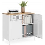 SongmicsHome Kovová úložná skříňka BRIX, 76x80x40cm, bílá/hnědá LSC102W57 – Sleviste.cz