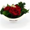 Květina Nela Red - červená (Aranž 3x stabilizovaná "věčná" růže v keramické misce)
