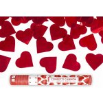 vystřelovací konfety metalická srdíčka ČERVENÉ 40cm – Zboží Dáma