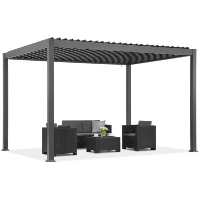 Garden Point Lagos Premium 3x4 volně stojící terasová pergola antracitová a bílá – Zboží Mobilmania