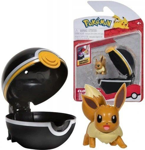 Jazwares Pokémon Eevee & Premier Poké Ball Clip \'N\' Go