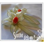 Vývazek velký krémovo-zelený s oranž růží – Hledejceny.cz