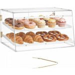 Vitrína na pečivo VEVOR, 2patrová komerční vitrína na pečivo na pracovní desku, průhledná akrylová krabička na chlebník do kuchyně, vitrína na párty dorty s magnetickými zadními dvířky na sušenky a de – Zboží Dáma