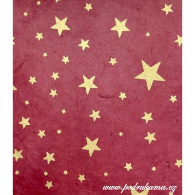 Nepálský ruční papír Lokta metal - hvězdy vínová Velikost: 23x32 cm, 5 ks