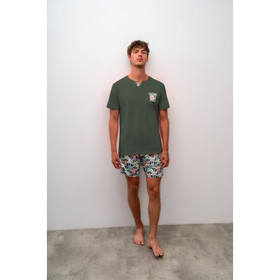 Vamp 16670 pánské pyžamo krátké zelené
