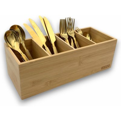 Kesper Stojan na příbory, make-up, stůl se 4 přihrádkami, bambus, ELA, 35x12x14 – Zboží Dáma