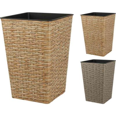 PROGARDEN Květináč čtvercový 24 x 35 cm polyratan šedá KO-VM3000080seda – Sleviste.cz