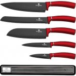 Berlingerhaus Sada nožů s magnetickým držákem Burgundy Metallic Line 6 ks – Zboží Dáma