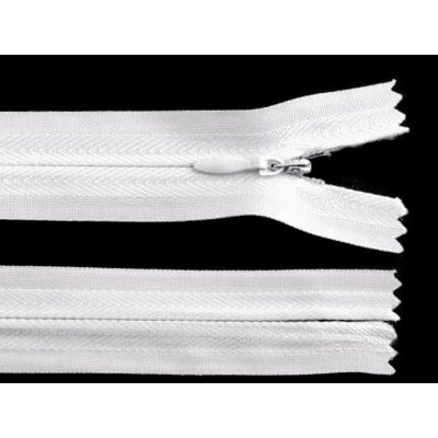 Spirálový zip skrytý No 3 délka 20 cm, malé, 101 bílá