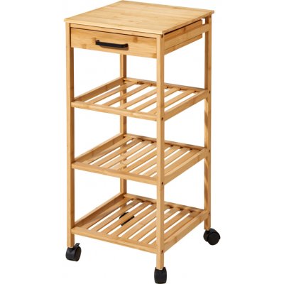 EH Excellent Houseware Bambusový kuchyňský vozík, 4 úrovně se zásuvkou, 30 x 30 x 73 cm hnědý – Hledejceny.cz