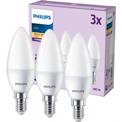 Philips 3x LED svíčková žárovka E14 B35 4,9W = 40W 470 lm 2700K teplá bílá matná – Hledejceny.cz