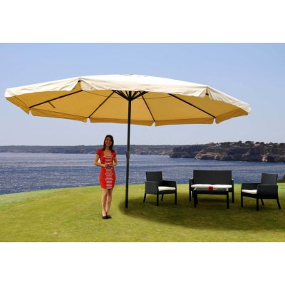 Mendler Slunečník Meran Pro, gastronomický deštník s volánem 5m polyester/hliník 28kg krémový bez stojanu – Zboží Mobilmania
